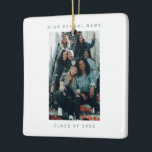 Två Photo Sage Grönt Snowfall School Julgransprydnad Keramik<br><div class="desc">Två Photo Sage Grönt minimalist Snowfall High School College Best Friend Snowfall jul-Helgdag Ceramic Ornamic</div>