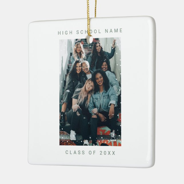 Två Photo Sage Grönt Snowfall School Julgransprydnad Keramik (Vänster)