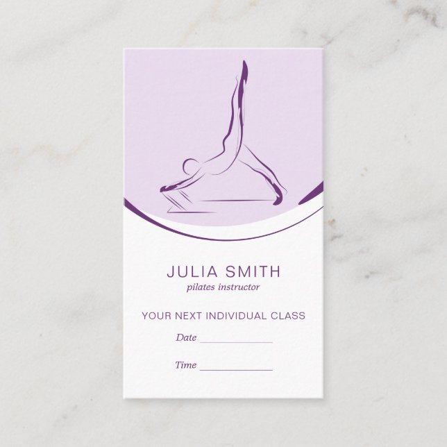 Två pilater äger på reformatorn | FÄRG Tidsbeställning Kort (Framsida)