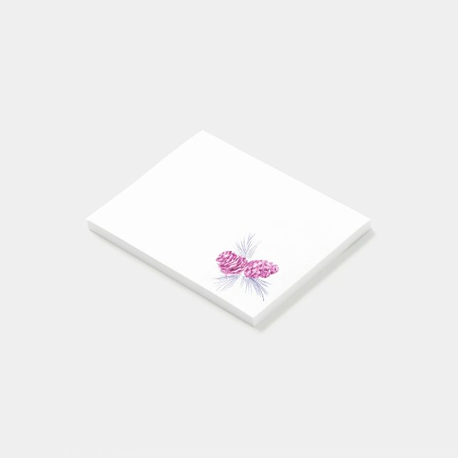 Två plum gräs cones teckning art inlägg. post-it block (Vinklad)