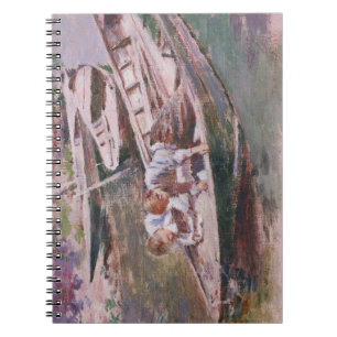 Två pojkar i en båt (av Theodore Robinson) Anteckningsbok