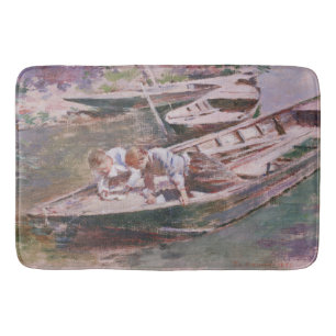 Två pojkar i en båt (av Theodore Robinson) Badrumsmatta