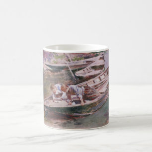 Två pojkar i en båt (av Theodore Robinson) Kaffemugg