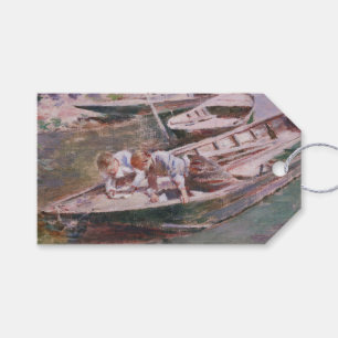 Två pojkar i en båt (av Theodore Robinson) Presentetikett