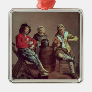 Två pojkar och en flickadanandemusik, 1629 julgransprydnad metall