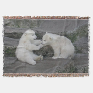 Två Polar Bear Unge Mysfilt