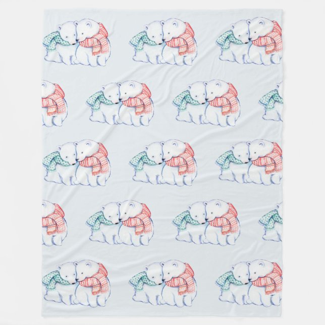 Två Polar Bears Fleece Blanket (Framsidan)