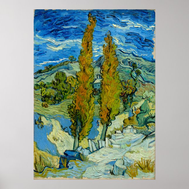 Två poplarer i Alpparerna - Vincent van Gogh Poster (Framsidan)