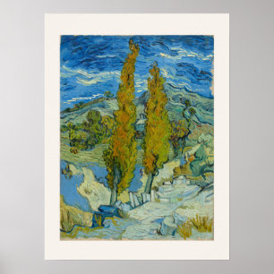 Två popplar av Van Gogh - Provencalskt landskap Poster