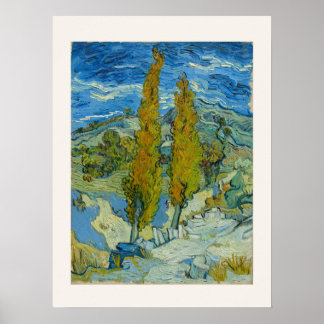 Två popplar av Van Gogh - Provencalskt landskap Poster