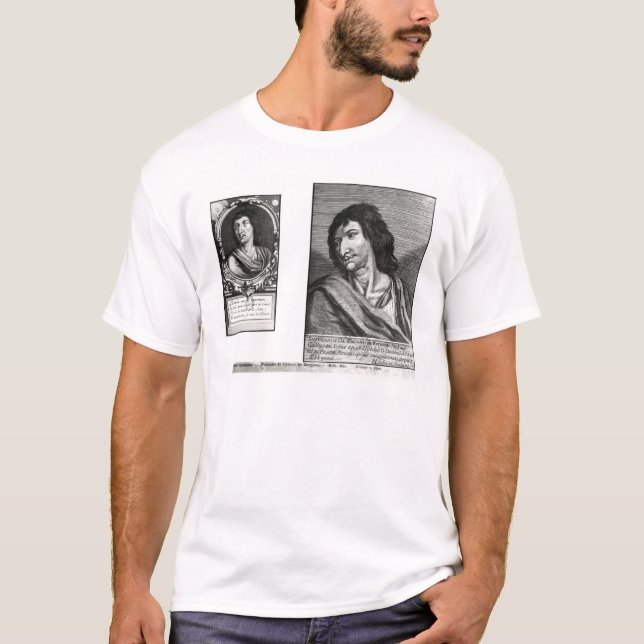 Två porträtt av Savinien Cyrano de Bergerac Tee Shirt (Framsida)