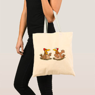 Två pratande Chickens Tote Bag Tygkasse