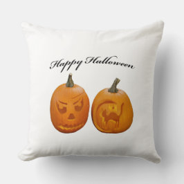 Två Pumpkins Happy halloween Kudde