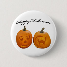 Två pumpor Glad Halloween Knapp