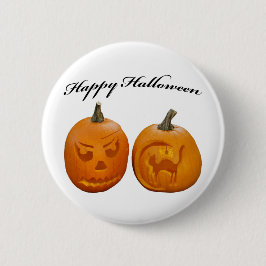 Två pumpor Glad Halloween Knapp