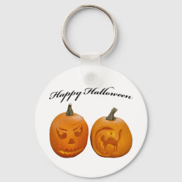Två pumpor Glad Halloween Nyckelring