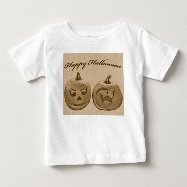 Två pumpor Glad Halloween T-Shirt (Framsida)