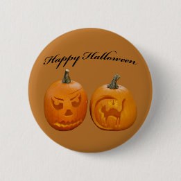 Två pumpor Gott Halloween Knapp