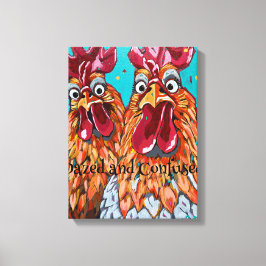 Två Quirky Tuppar Canvastryck