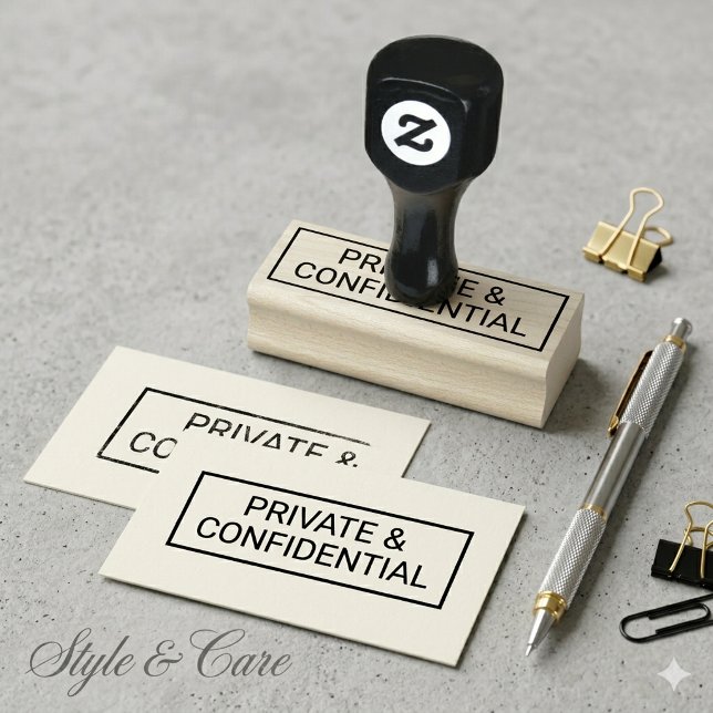 Två rad PRIVAT & KONFIDENTIELL Personlig Stämpel (Two Line PRIVATE & CONFIDENTIAL Personalized Rubber Stamp)
