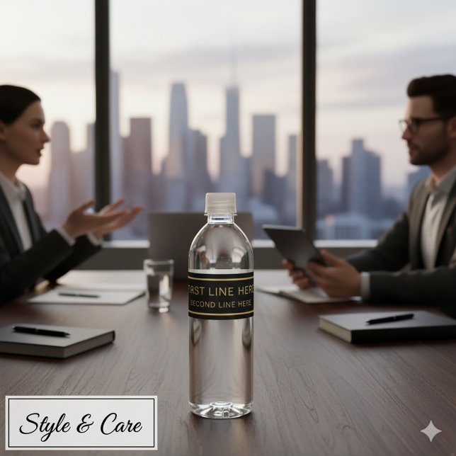 Två raders anpassad text 8,25"x1,75" vattenflaska etikett (Two Line Custom Text 8.25x1.75 Water Bottle Label)