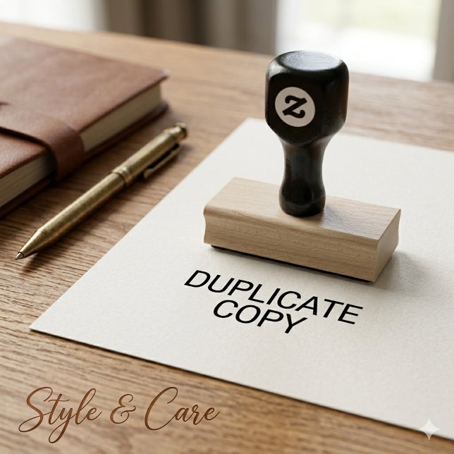Två raders DUPLIKATKopia Personlig Stämpel (Two Line DUPLICATE COPY Personalized Rubber Stamp)