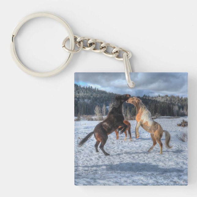 Två Ranch Horses-matcher i Winter Snö IV (Framsidan)