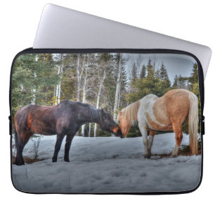 Två Ranch Horses "Year of the Horse" Equine Photo Laptop Sleeve