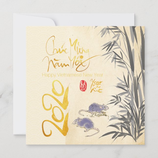 Två Råttor Bamboo vietnamesisk nyårsdag 2020 SFC (Framsida)