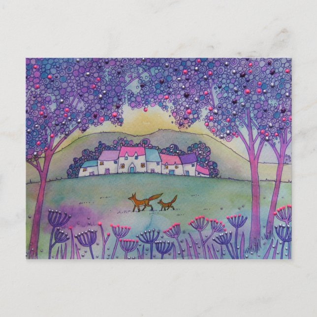 Två rävar vykort (Framsida)