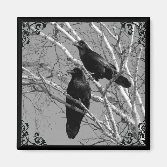 Två Ravens Gothic-magnet Magnet (Framsidan)
