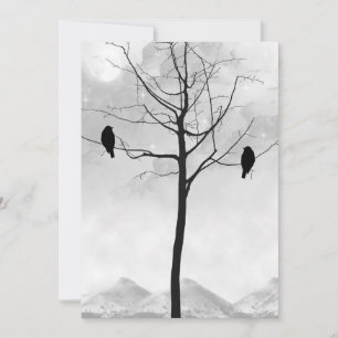 Två Ravens i Silhouette Goth Bröllop Inbjudningar