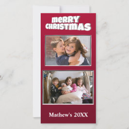 Två Red Add-meddelanden för fotojul i bakfamiljen Julkort