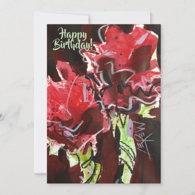 Två Red Flowers Crayon Resistby Larry Lerew Kort (Framsida)