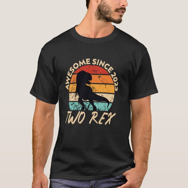 Två Rex 2-årsdag  Andra Dinosaurie 2 År Gammal T Shirt (Framsida)