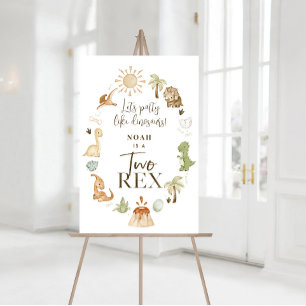Två Rex Dinosaur 2:a födelsedag Party Poster