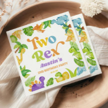 Två Rex Dinosaur andra Födelsedagsfesten