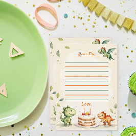 Två-Rex Dinosaurie Tidskapsel Notkort Inbjudningar