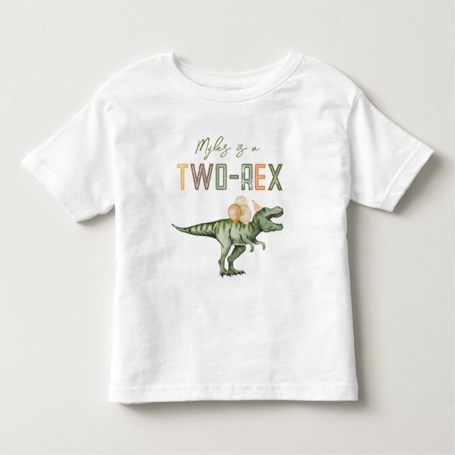 Två-Rex Födelsedagsfest T-Shirt (Framsida)