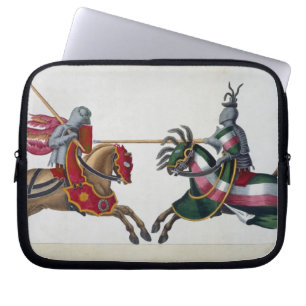 Två riddare på en turnering, pläterar från 'en laptop sleeve