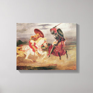 Två riddare som slåss i en landskap, c.1824 canvastryck