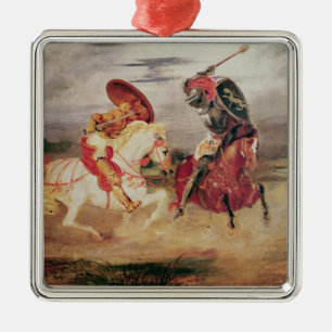 Två riddare som slåss i en landskap, c.1824 julgransprydnad metall