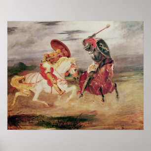 Två riddare som slåss i en landskap, c.1824 poster