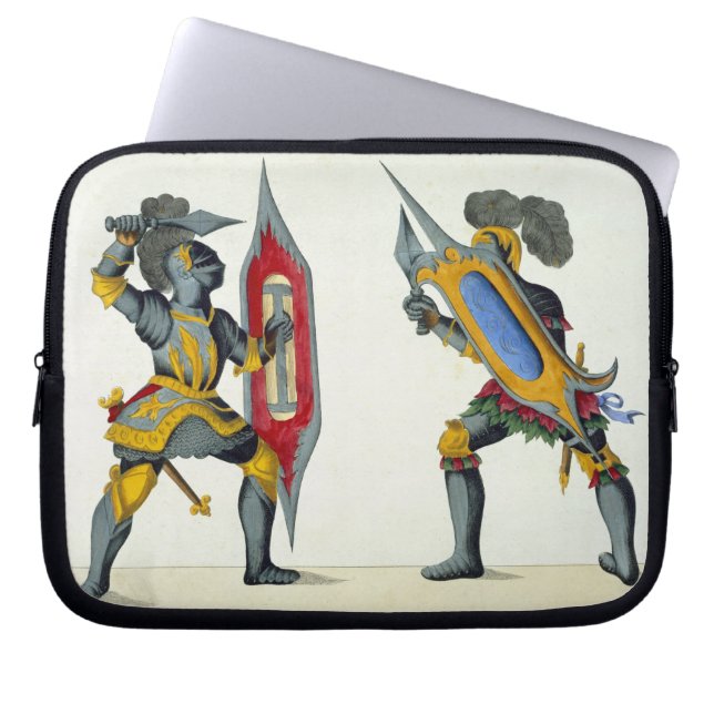 Två riddare som slåss, pläterar från 'en historia laptop fodral (Framsidan)