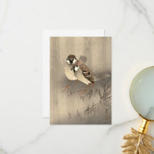 Två Ring Sparrows i Rain av Ohara Koson Tack Kort