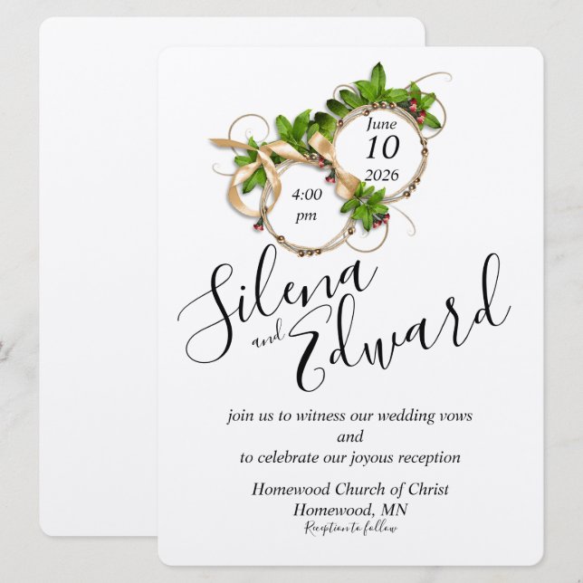 Två Ringar som en stående inbjudan till bröllop (Fram/baksida)