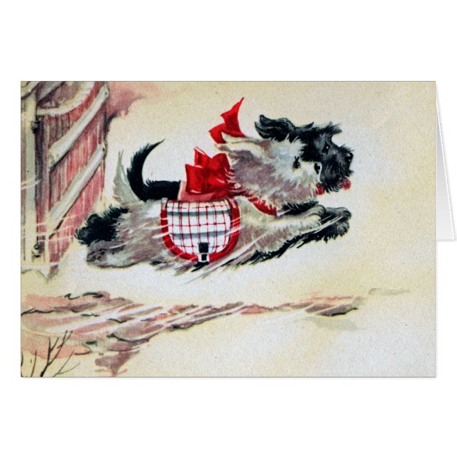 Två rinnande Scotties Hälsningskort (Framsidan Horizontal)