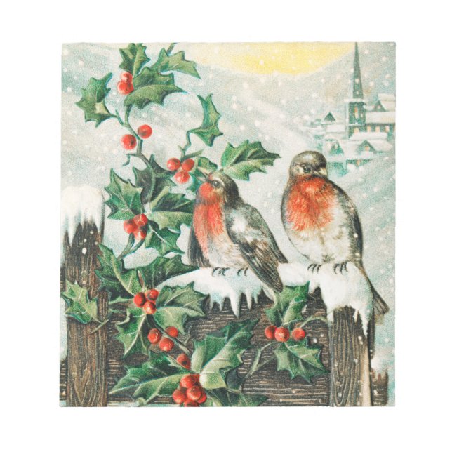 Två robiner på staketet i snö anteckningsblock (Framsida)