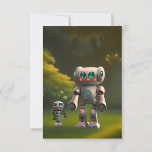 Två robotvänner tack kort
