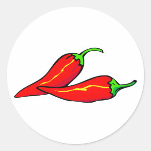 Två röda Chilipeppar på sida Runt Klistermärke